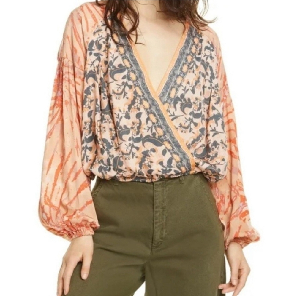 Free People Women's Cruisin Together Surplice Floral Crop Top Size Small